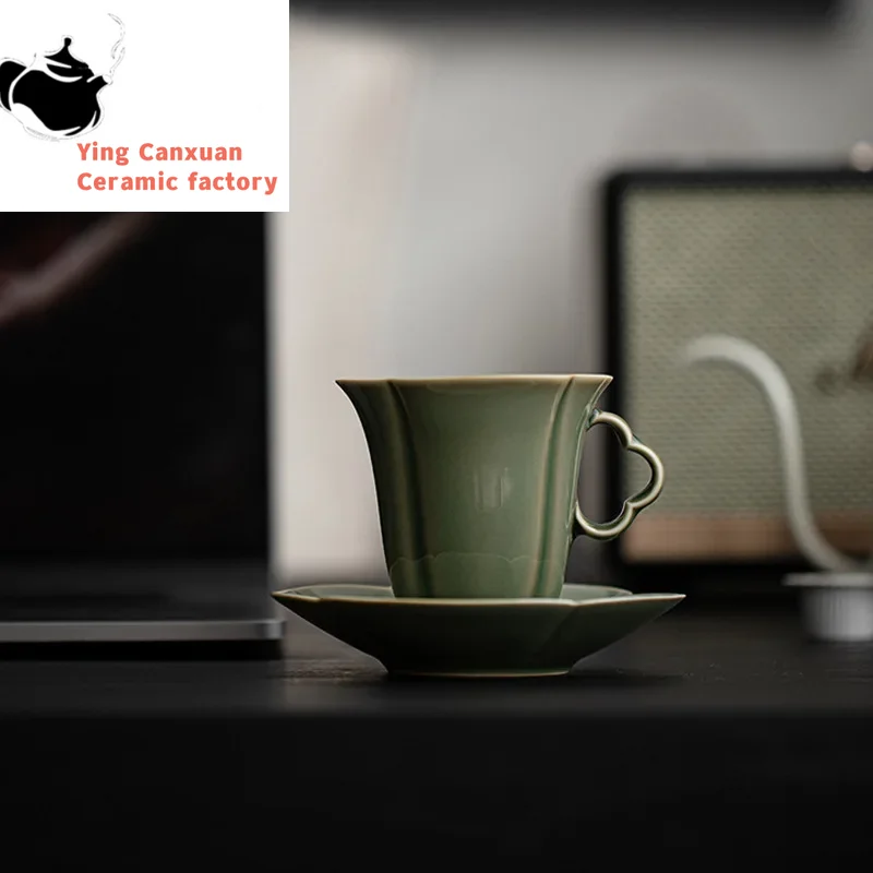 Yue Kiln Celadon Retro Handmade Tea Cup Mug Office Tea Infuser Coffee Cup with Coaster Set Teacup Mug Tea Bowl
Yue Kiln Celadon Retro Handmade Tea Cup Mug Office Tea Infuser Coffee Cup with Coaster Set Teacup Mug Tea Bowl
