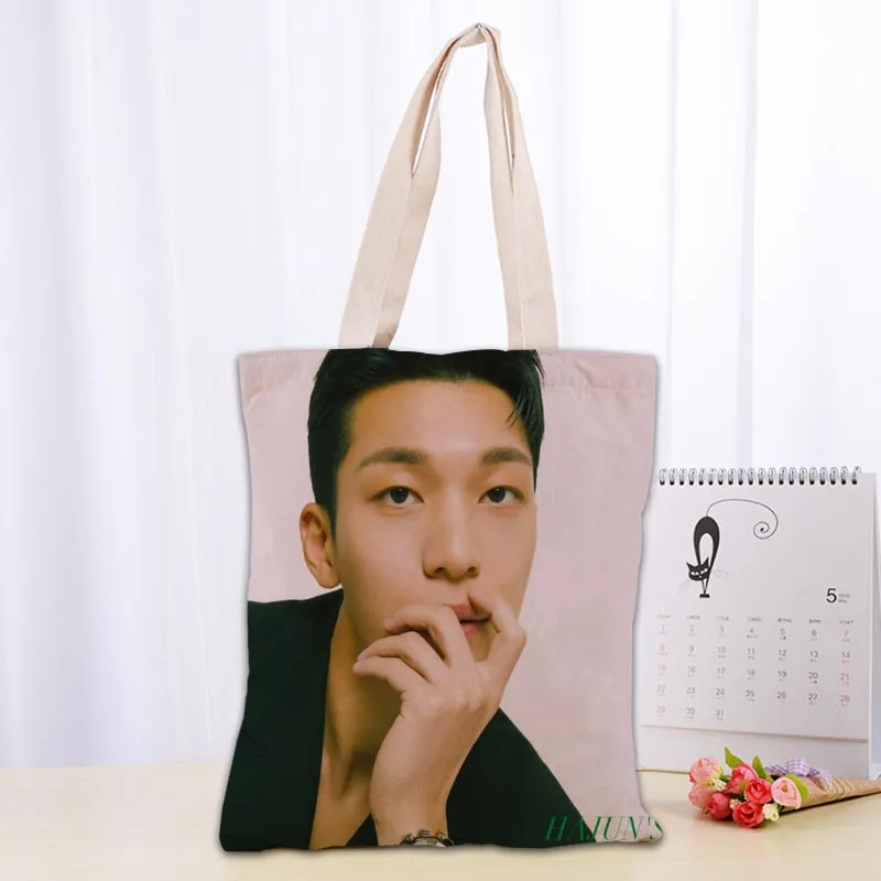 

Custom Ha Joon Wi KPOP Tote Shopping Bags 30x35cm Tote Bag Reusable Handbag Women Shoulder Cloth Pouch Foldable 0209