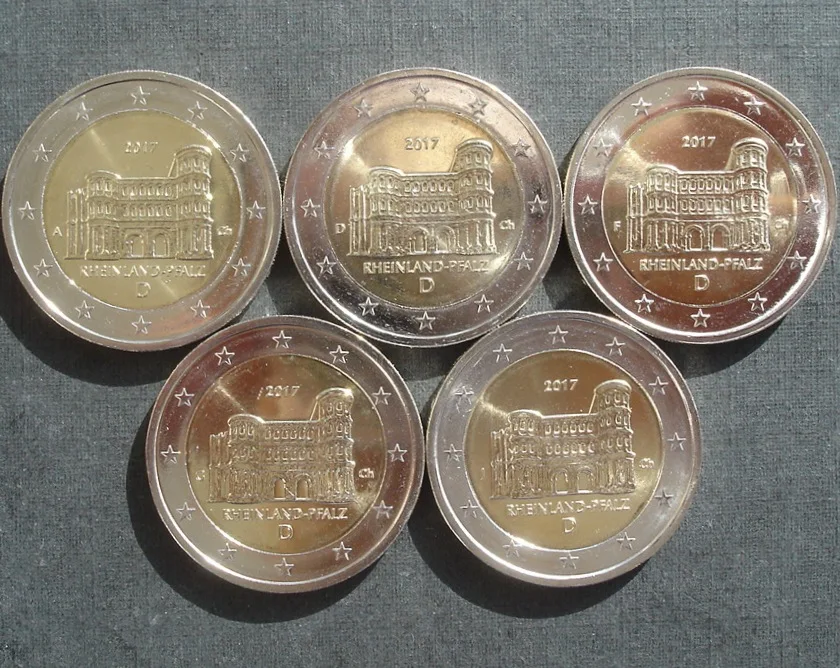 

Германия 2017 памятная монета Рейнланд-пять предметов ворот города негра в штате пфальтц 2 евро UNC Совершенно новая