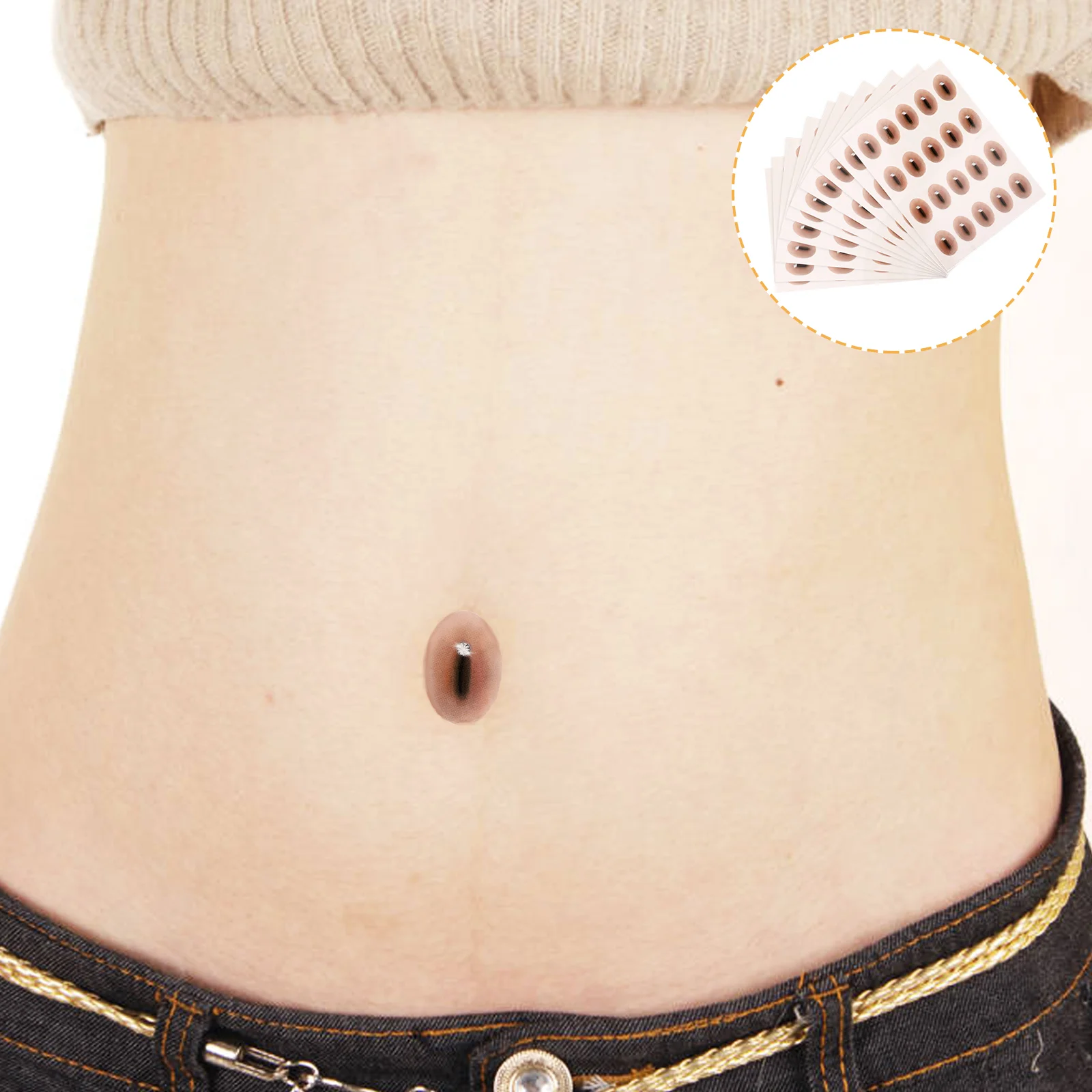 

10 Sheets Belly Button Tattoo Stickers Temporary Around Nail Fake Tattoos for Women Disposable