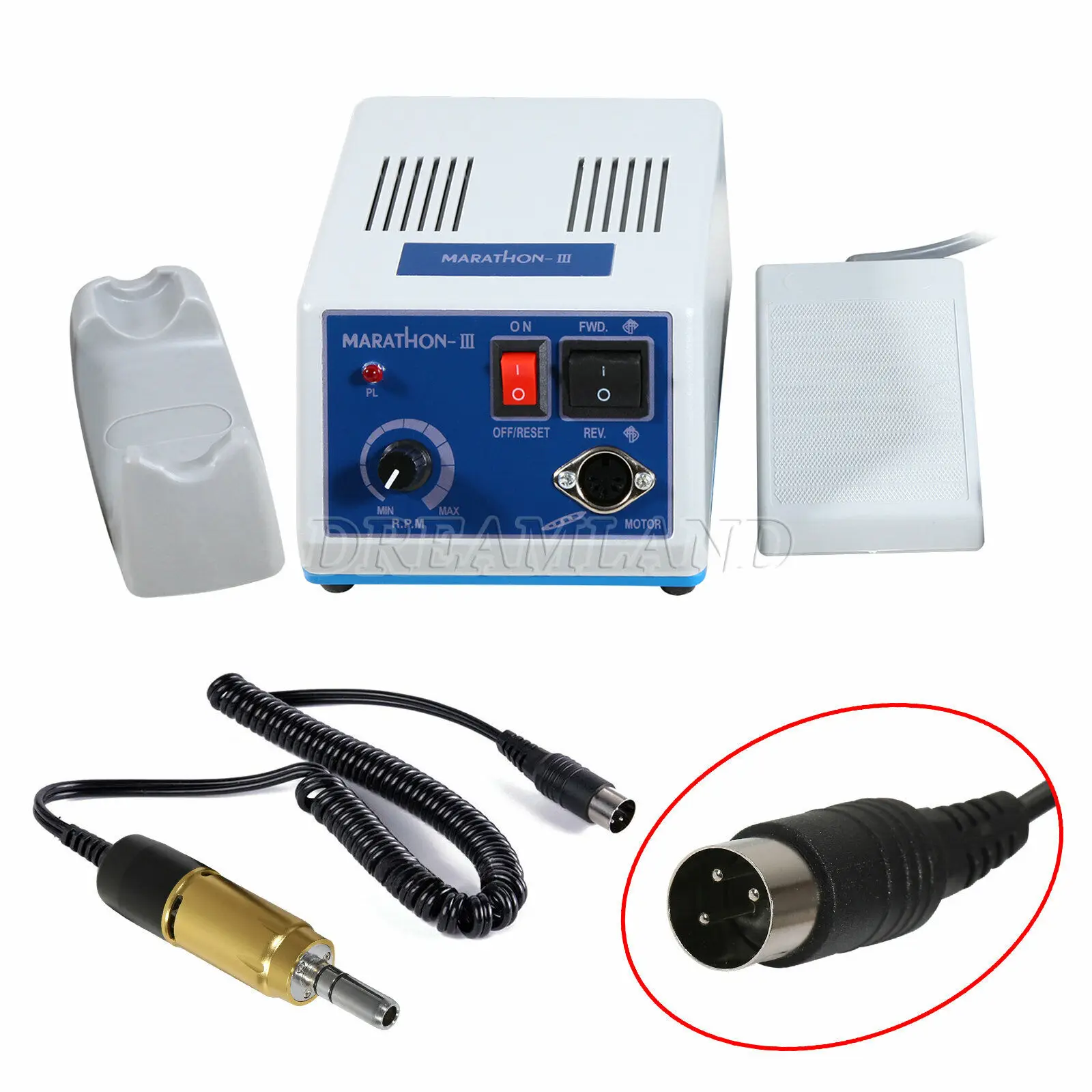 

Dental Lab Marathon Electric Micromotor 35K RPM Polishing + E-type Electric Motor Handpiece N3 110V/220V Gold Color