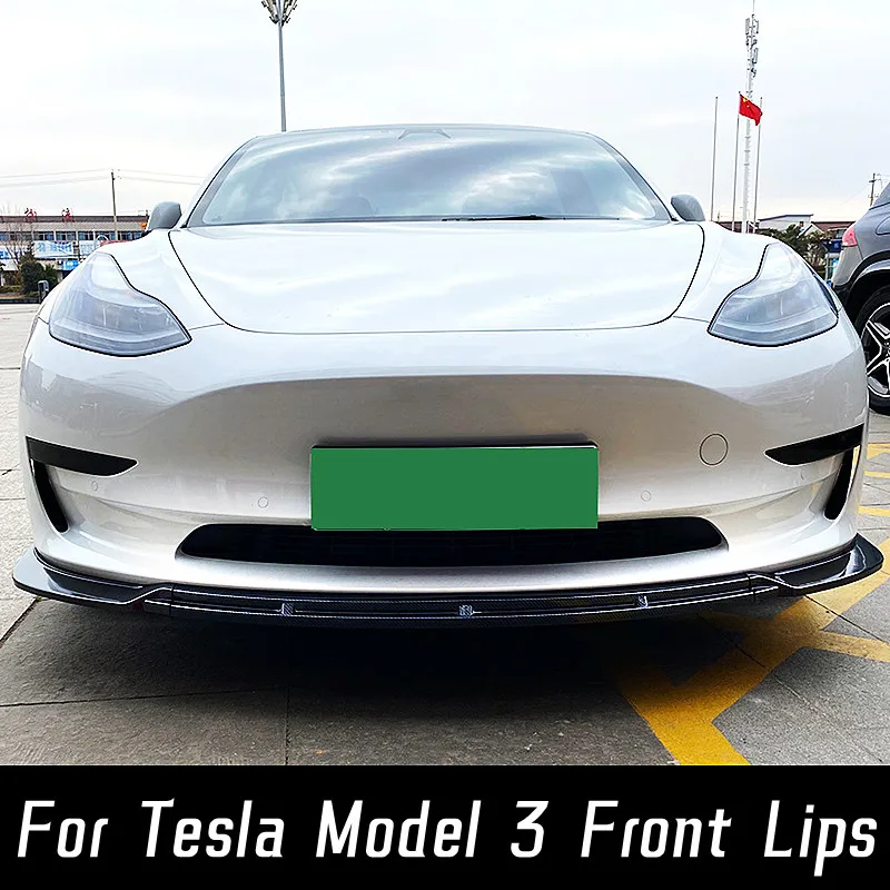 

Front Bumper Lip Chin Spoiler Splitter Diffuser Bodykit For Tesla Model 3 2017 18 19 20 21 22 Car Exterior Tuning Accessories