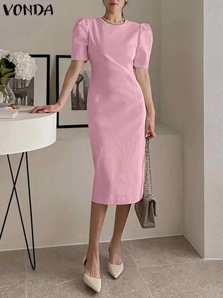 2023 VONDA Elegant Summer Party Dress Women Short Puff Sleeve Midi Sundress Fashion O-Neck Casual Solid Color Shirt Robe Femme
2023 VONDA Elegant Summer Party Dress Women Short Puff Sleeve Midi Sundress Fashion O-Neck Casual Solid Color Shirt Robe Femme