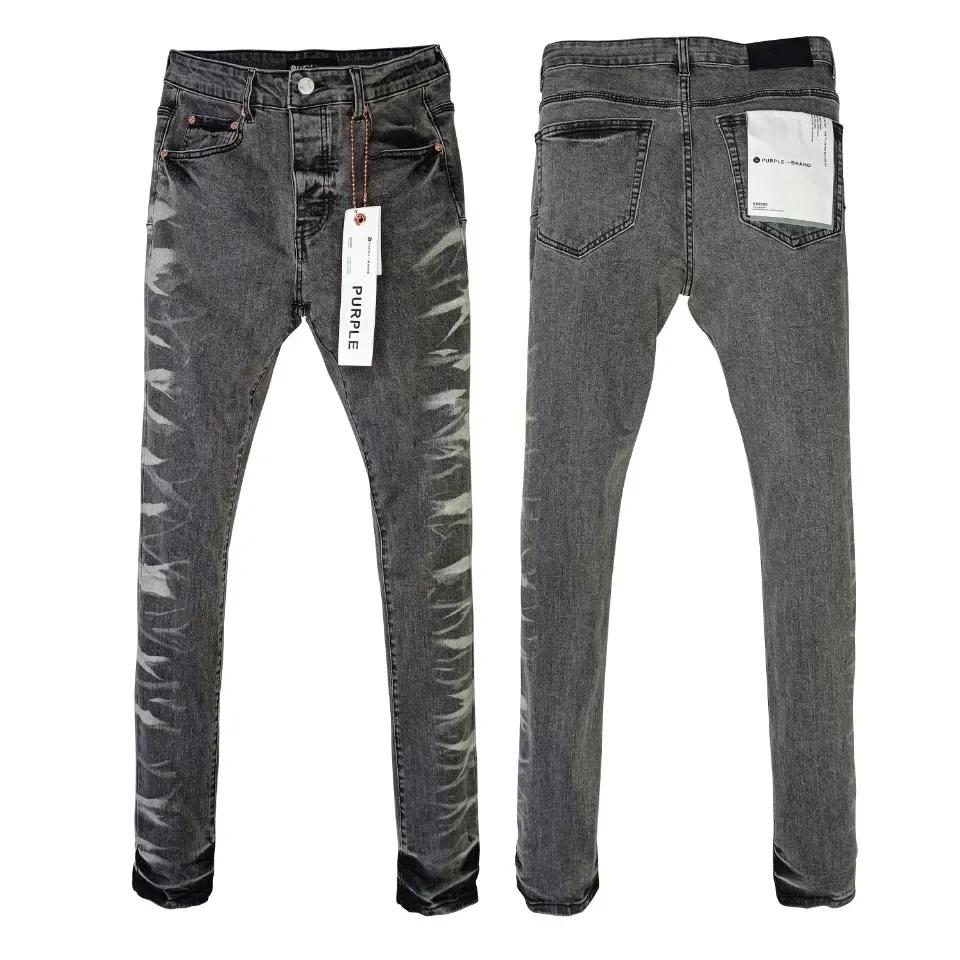 

2024 фиолетовые брендовые джинсы в стиле Хай-стрит хип-хоп, яркие потертые затемненные черные джинсовые брюки скинни с низкой посадкой для ремонта