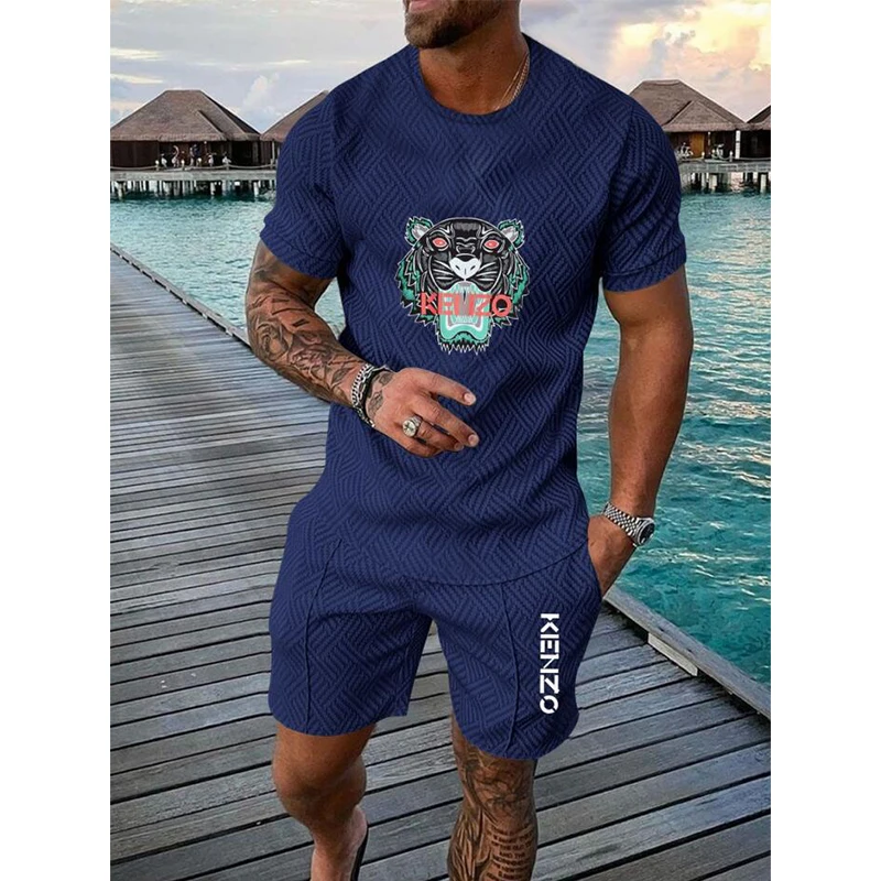 

Summer Sportwear Suit Short Sleeve TShirt Short Men 2 Piece Set Tracksuit 3D Luxury Tiger Printed Casual Trend Oversized Clothes