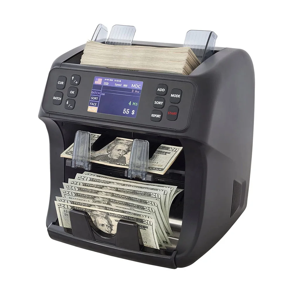 

Professional Banknote Counter Top Loading Dual Cis Money Detector Mix Value Cash Bill Machine