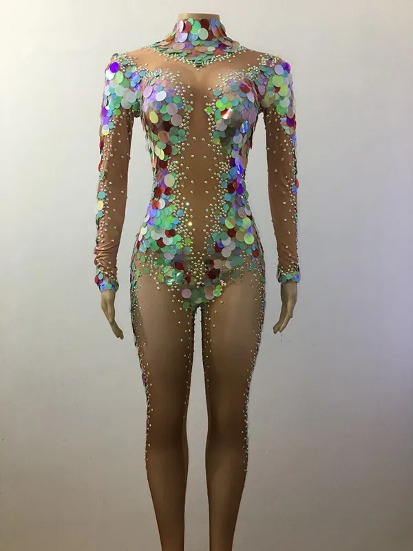 Sexy Leggings Jumpsuit Multicolor Big Sequins Mermaid Bodysuit Nightclub Dress Party Costume Stage Rhinestones Nude Rompers
Sexy Leggings Jumpsuit Multicolor Big Sequins Mermaid Bodysuit Nightclub Dress Party Costume Stage Rhinestones Nude Rompers