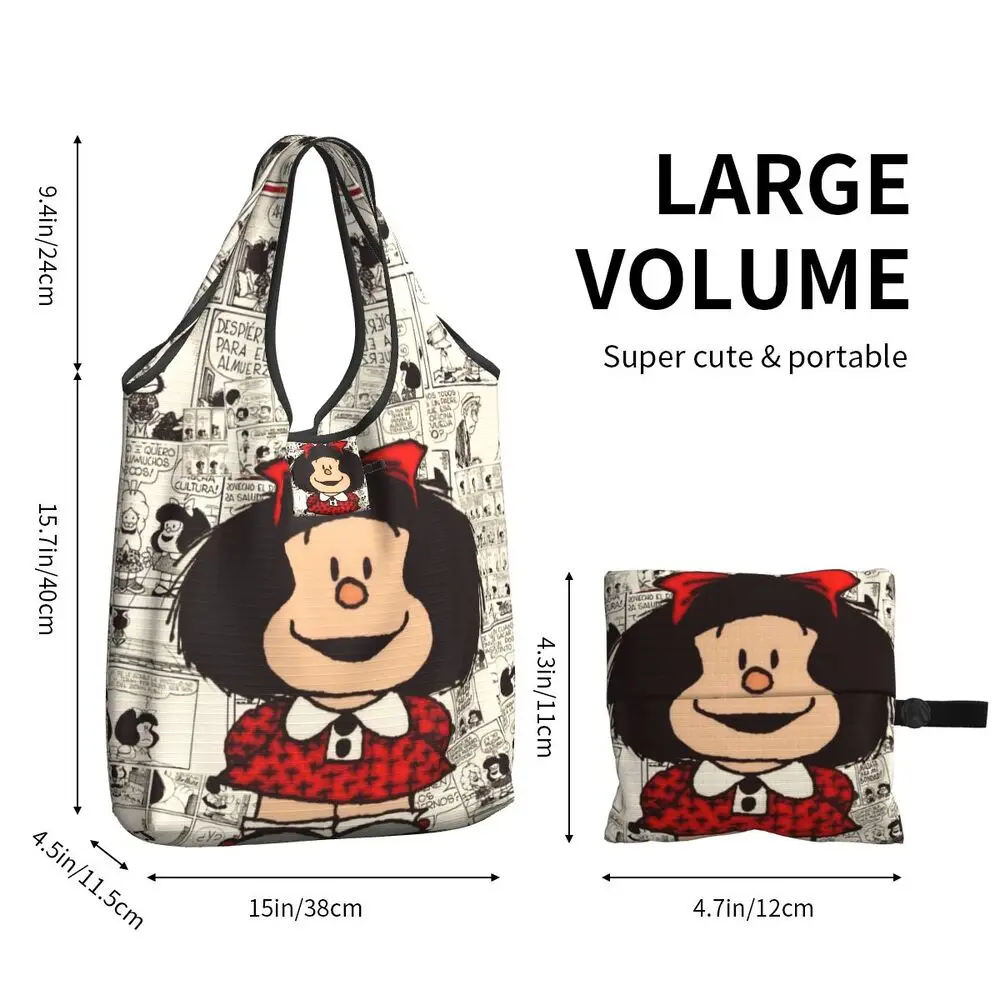 Custom Vintage Mafalda Manga Grocery Shopping Bag 148 Sae300584cd694273bef1337f1558a878i