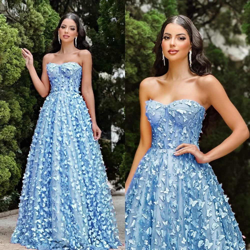 

Prom Dress Saudi Arabia Mesprit High Quality Sweetheart A-line Floor Length Dresses Draped Applique Tulle Customized