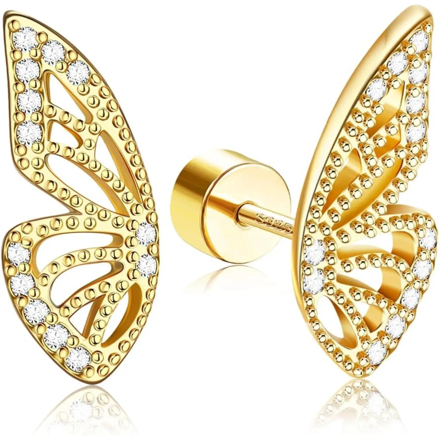 Fansilver 1pc 925 Sterling Silver Butterfly Earrings for Women Gold Butterfly Wing Earrings Cartilage Piercing Jewelry
Fansilver 1pc 925 Sterling Silver Butterfly Earrings for Women Gold Butterfly Wing Earrings Cartilage Piercing Jewelry