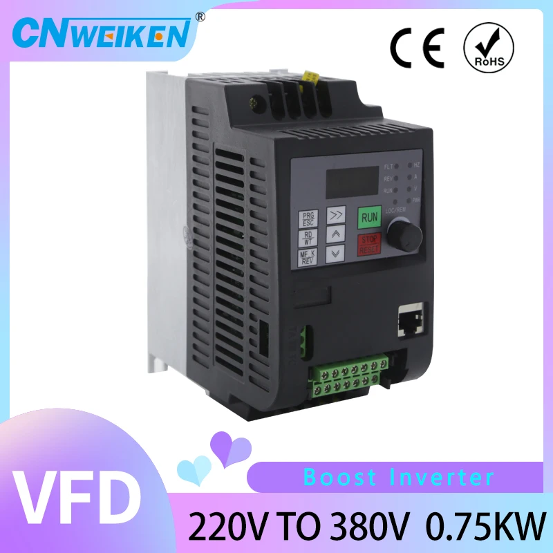 

1.5KW/2.2kw/4kw/5.5kw/7.5kw 50Hz/60Hz Variable Frequency Inverter Single Phase 220V AC Input to 3-Phase 220V/380V AC Output VFD