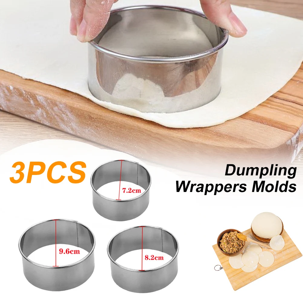 3Pcs Round Stainless Steel Biscuit Mold Dumpling Skin Cutting Mold DIY Biscuit Pastry Cake Baking Tools Kitchen Baking Gadget
3Pcs Round Stainless Steel Biscuit Mold Dumpling Skin Cutting Mold DIY Biscuit Pastry Cake Baking Tools Kitchen Baking Gadget