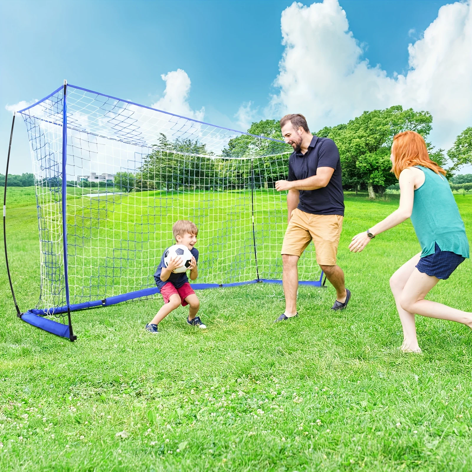 

12 x 6 ft Portable Backyard Soccer Goal Net, Pop Up Soccer Nets for Teens/Adults, Quick Set-Up Soccer Net for Backyard