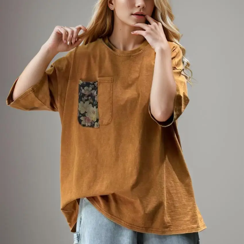 Dimanaf 2024 New Plus Size Summer Women Short Sleeve Loose Solid SplicedO-Neck Basic Hat Tops Buttons T-Shirt New 6131
Dimanaf 2024 New Plus Size Summer Women Short Sleeve Loose Solid SplicedO-Neck Basic Hat Tops Buttons T-Shirt New 6131