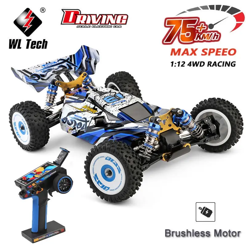 

RC Car WLtoys 124017 V8 1:12 4WD 75Km/H Racing One Hand Remote Control Drift High-Speed Brushless Motor Off-Road Toys Kids Gift