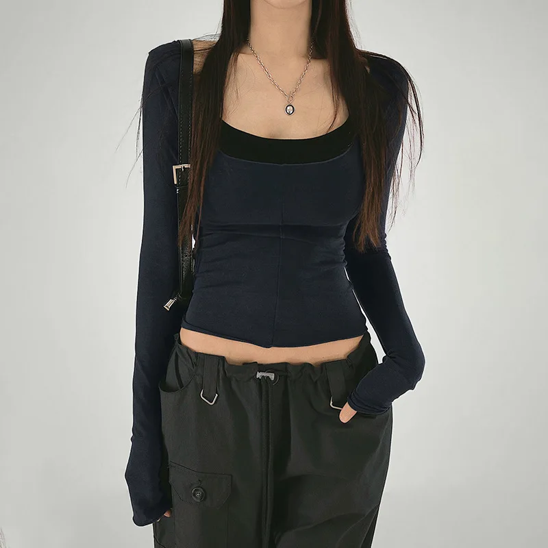 2024 Autumn Slim-fit T-shirt Spice Girl Fashion Two-piece Blouse Pure Wind Thin Simple Puss Sexy Casual Streetwear Y2k Aesthetic
2024 Autumn Slim-fit T-shirt Spice Girl Fashion Two-piece Blouse Pure Wind Thin Simple Puss Sexy Casual Streetwear Y2k Aesthetic