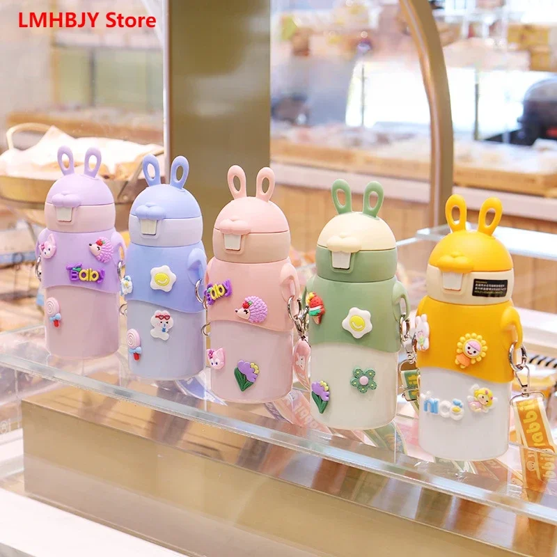 

LMHBJY Insulation Cup Cute Rabbit 316 Stainless Steel Children's Water Cup Portable Straw Student Water Cup Anti Drop