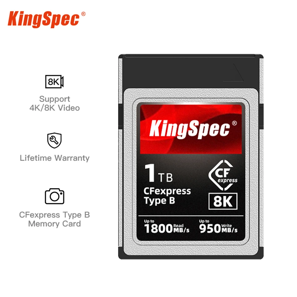 

KingSpec CFexpress Memory Card 128g 256GB 512GB 1TB CF Express PCIe 3.0X2 Type B Memoria for Digital SLR Camera RAW 4K 8K Video