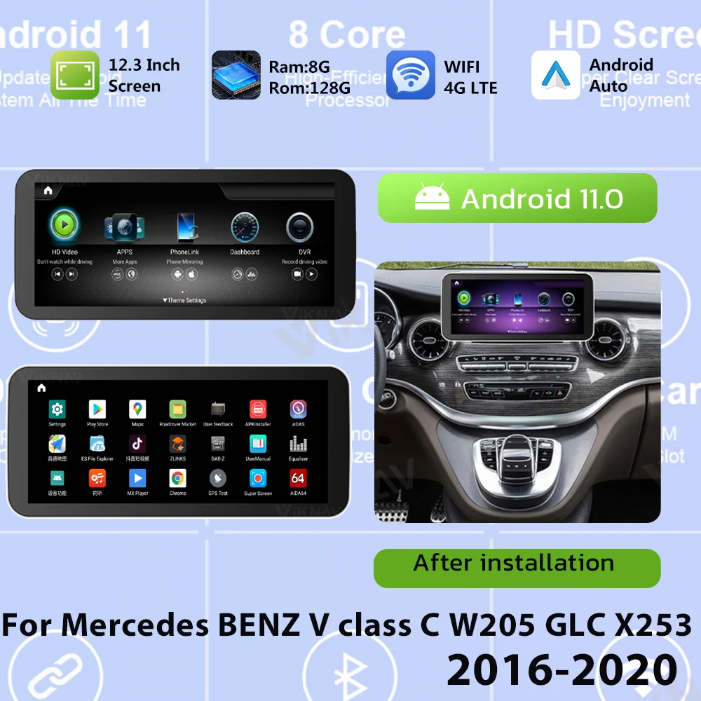 12.3inch For Mercedes BENZ V class C W205 GLC X253 2016-2020 Car Radio Touch Screen Android 11 Auto CarPlay GPS Multimedia 8Core
12.3inch For Mercedes BENZ V class C W205 GLC X253 2016-2020 Car Radio Touch Screen Android 11 Auto CarPlay GPS Multimedia 8Core