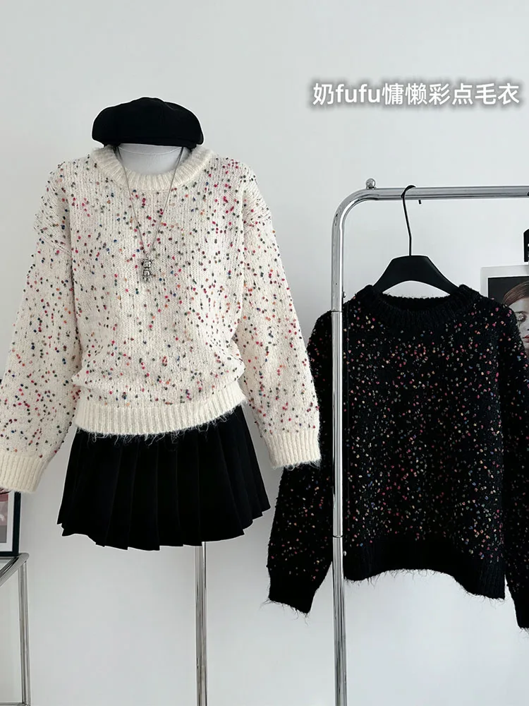 French Sweet Women Dot Sweater O-Neck Long Sleeve Pullover Simple Fashion Baggy Knitted Jumper Ins Autumn Winter 2000s Aesthetic
French Sweet Women Dot Sweater O-Neck Long Sleeve Pullover Simple Fashion Baggy Knitted Jumper Ins Autumn Winter 2000s Aesthetic