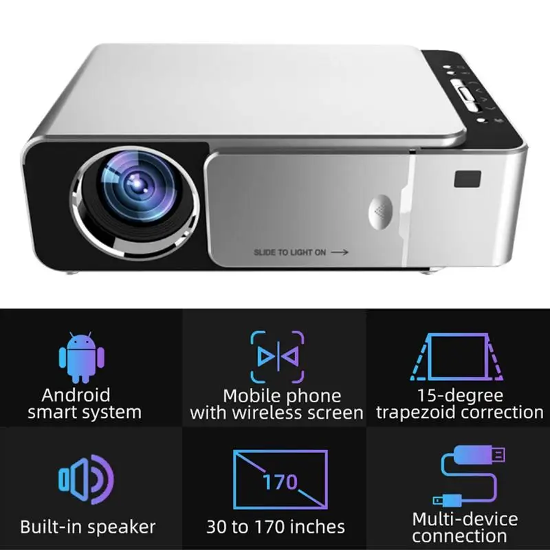 

1080P Multimedia System Smart TV Mini Portable Projector 30-150 Inch LCD Projection Technology With Remote Control for Travel