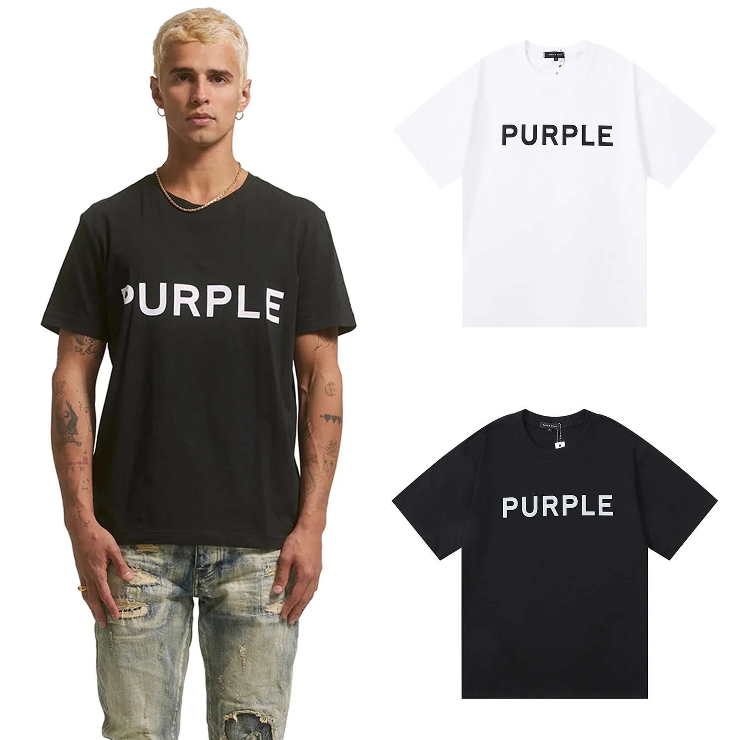Purple Brand T Shirt Classic logo loose casual double yarn pure cotton short sleeved T-shirt 3012
Purple Brand T Shirt Classic logo loose casual double yarn pure cotton short sleeved T-shirt 3012