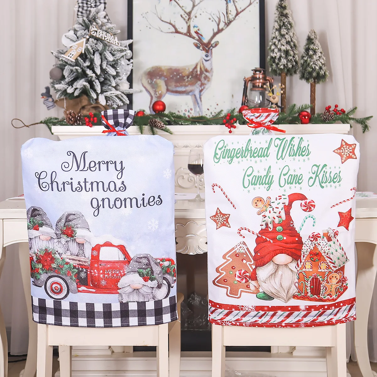 

Cartoon Dining Chair Back Cover, Creative Forest People, Christmas Decoration Supplies, 57*48*0.5cm