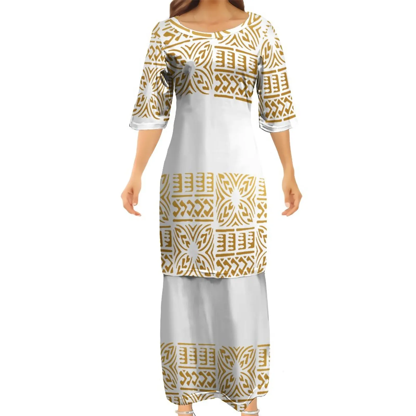 

New Style Custom Polynesian Tonga Tribal Island Dress One Shoulder Sleeveless Split Long Maxi Dress Evening Party Dresses