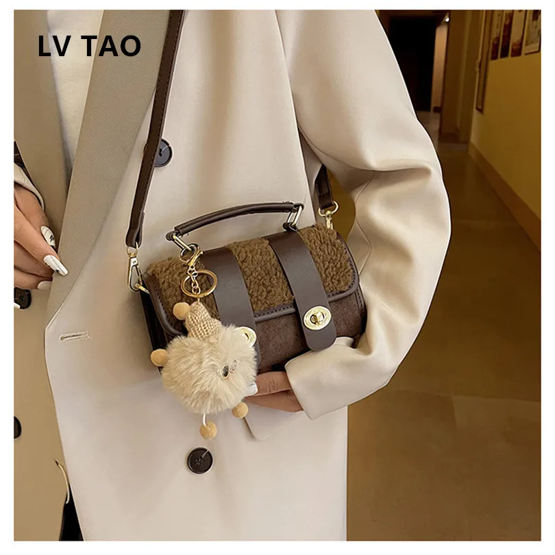 

Luxury Faux Fur Fashion Mini Tote Bag Women Handbags Designer Lady Purses Soft Plush Shopper Bag Warm Winter Sac Shoulder Bag