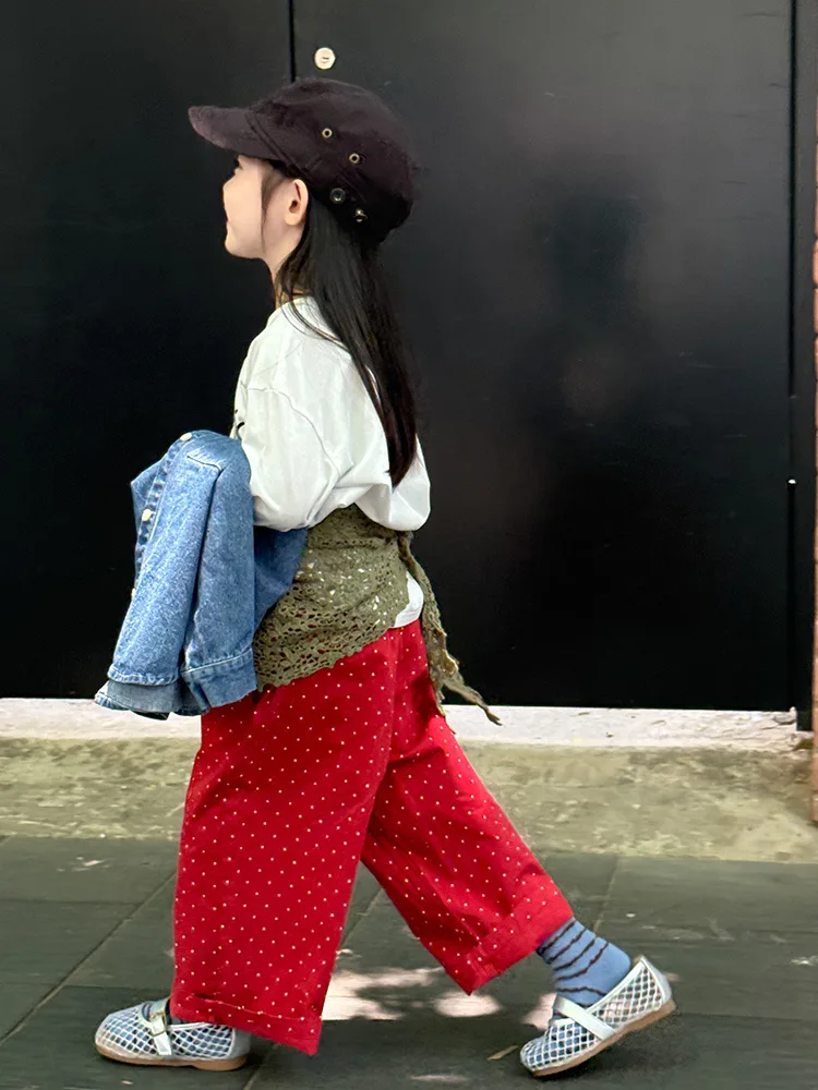 2025 Autumn New Children Loose Trousers Cotton Girls Polka Dot Casual Pants Boys Harem Pants Kids Straight Pants Baby Clothes 31 Sae4148df6aa84eb888a08b88b660bcc8E