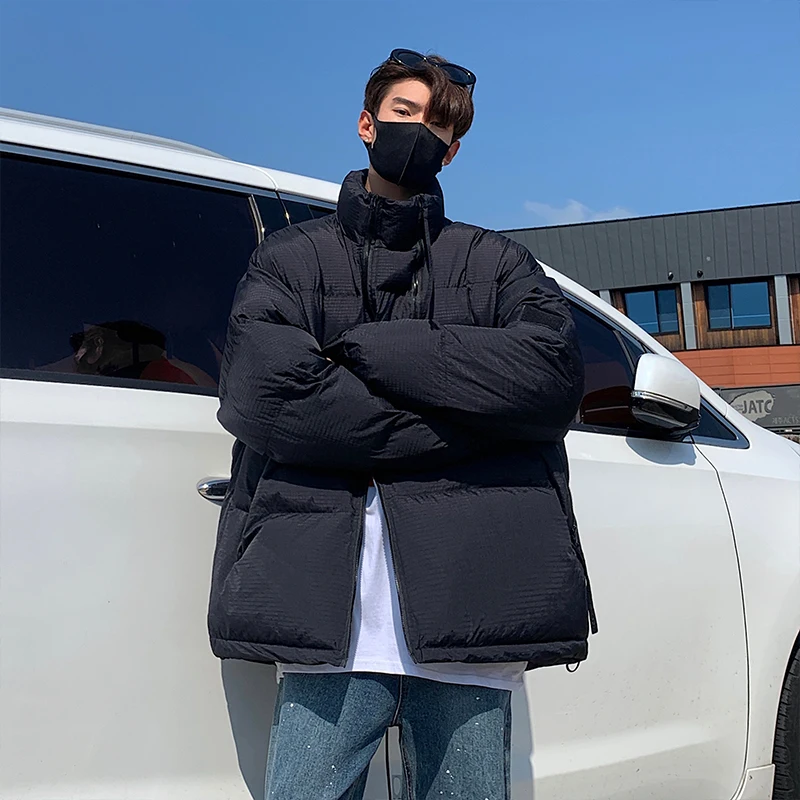 Winter Coat Men Loose Fashion Zipper Insert Bag Cotton Clothes Outerwear Thick Jackets Stand Collar Cotton Wadded Male Jacket 
Winter Coat Men Loose Fashion Zipper Insert Bag Cotton Clothes Outerwear Thick Jackets Stand Collar Cotton Wadded Male Jacket