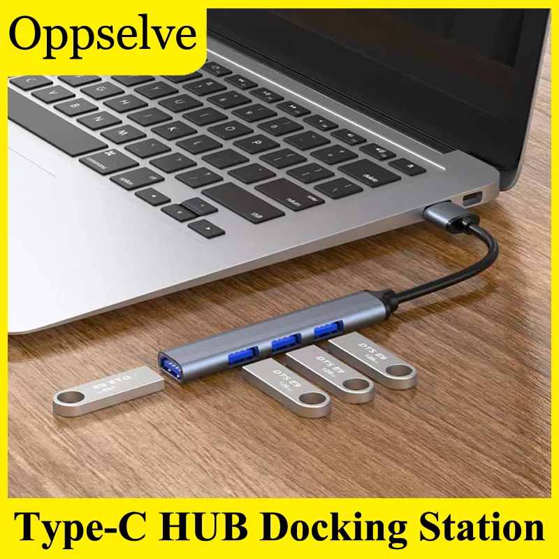 

4 In 1 New USB-C Docking Station USB 3.0 HUB Adapter For PC Laptop MacBook Type C Expansion Splitter For U-disk Mouse Keyboard