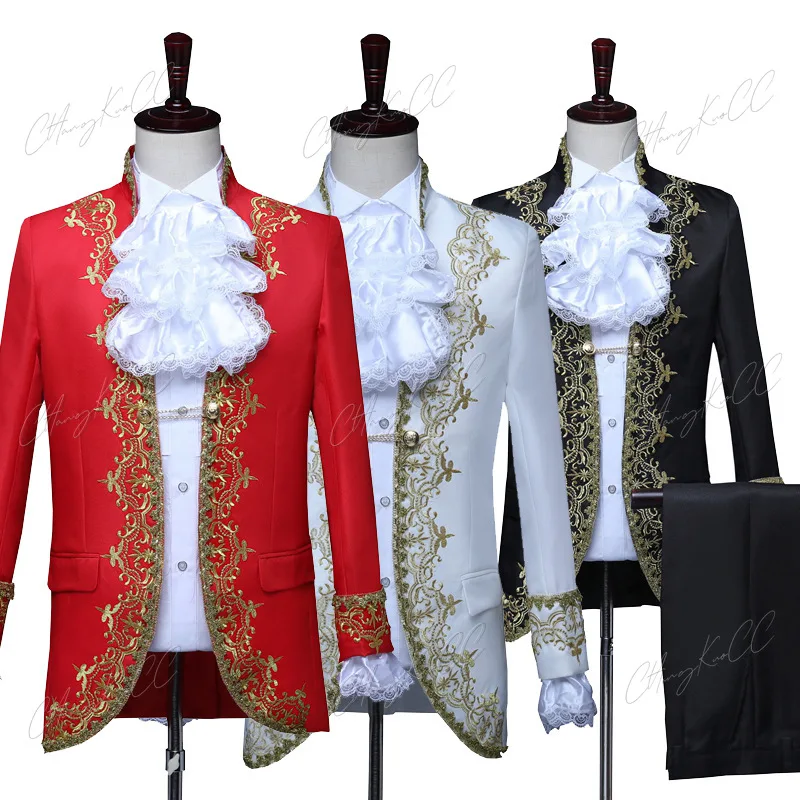 

Mens Medieval Party Blazers Suits Dress Tuxedo European King Prince Royal Court Cosplay Costume Stage Prom Performance Clothing