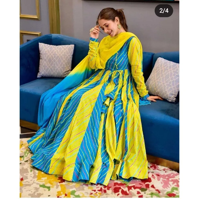 

Indian Made Silk Kurta Multi Color Kurti Ethnic Anarkali Dress Fashion Trends