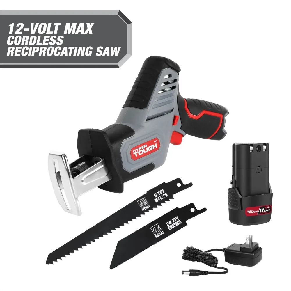 

Hyper Tough 12V Max Lithium-Ion Compact Reciprocating Saw with 1.5Ah Battery and Charger, Model 80005