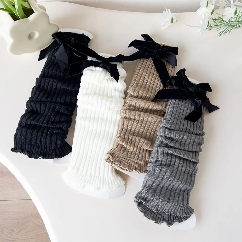 

Children's Bow Ribbon Leg Warmers Lolita Knitted Socks Korean Baby Girls Warm Foot Cover Cute Sweet Ballet Socks Long Stockings