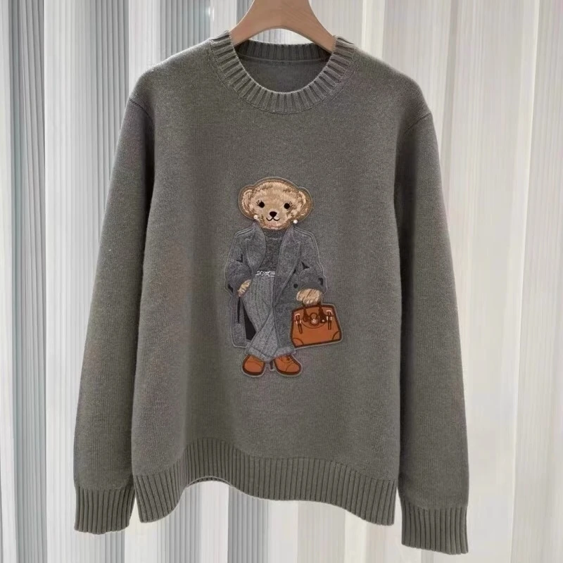 

Luxury Brand Design Bear Sweater For Women Knit Pullover 2023 Winter Outfits Ladies Jerseys Tops Coat Pulls Woman Clothes