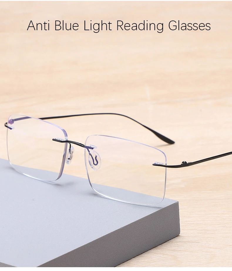 Men's Anti Blue Light Blocking Reading Glasses Cut Frameless Metal HD Lens Eyewear Women Prescription Presbyopic Glasses +400 72 Mallzona Sae4930cc690a45f7b99137c63bc04779T Men's Anti Blue Light Blocking Reading Glasses Cut Frameless Metal HD Lens Eyewear Women Prescription Presbyopic Glasses +400 Mallzona