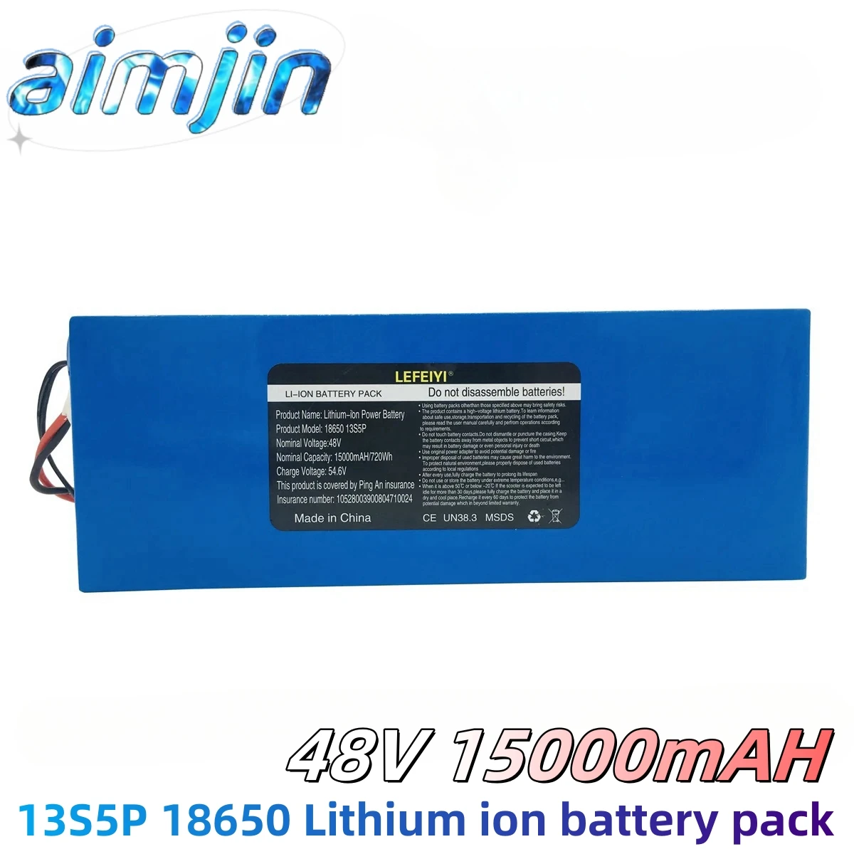 48V 15Ah Electric Bike 18650 Lithium Battery 13S5P 1000W Scooter Battery Pack 48V 15AH Electric Bike Battery+54.6V 2A Charger 
48V 15Ah Electric Bike 18650 Lithium Battery 13S5P 1000W Scooter Battery Pack 48V 15AH Electric Bike Battery+54.6V 2A Charger