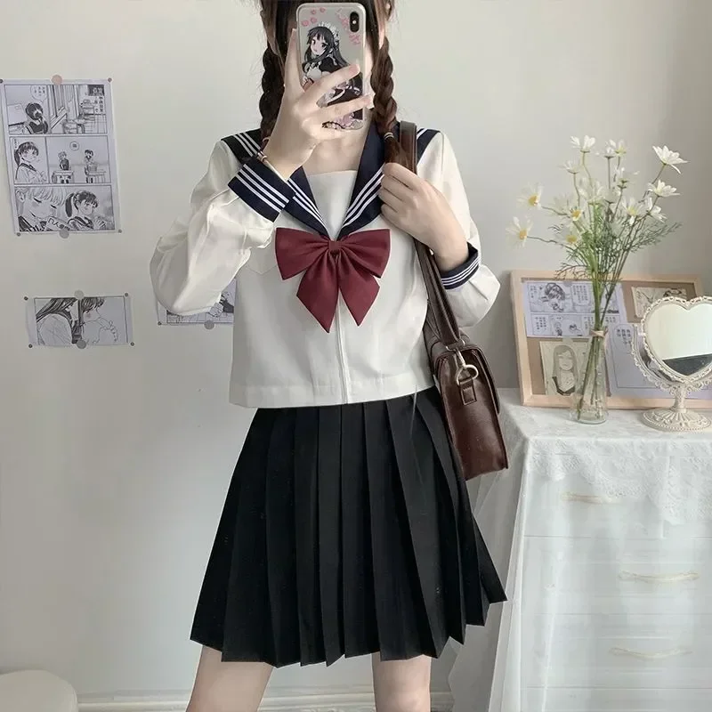 

Японский студенческий костюм, униформа для девочек, морской соблазнительный матрос, плиссированная женская блузка, Школьный костюм