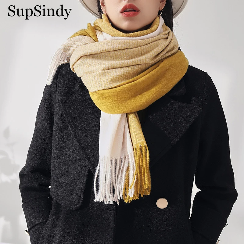 SupSindy Winter Women Plaid Scarf With Tassel Thick Warm Cashmere Shawl Wrap Soft Pashmina Scarves For Women Cloak Poncho Female
SupSindy Winter Women Plaid Scarf With Tassel Thick Warm Cashmere Shawl Wrap Soft Pashmina Scarves For Women Cloak Poncho Female