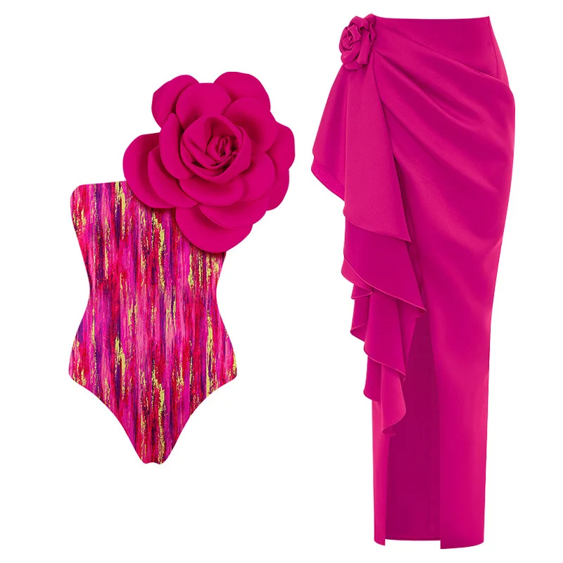 Women's Swimsuit 3D Flower Adornment Body-Hugging One-Piece Swimsuit with Alluring Split Cover Up
Women's Swimsuit 3D Flower Adornment Body-Hugging One-Piece Swimsuit with Alluring Split Cover Up