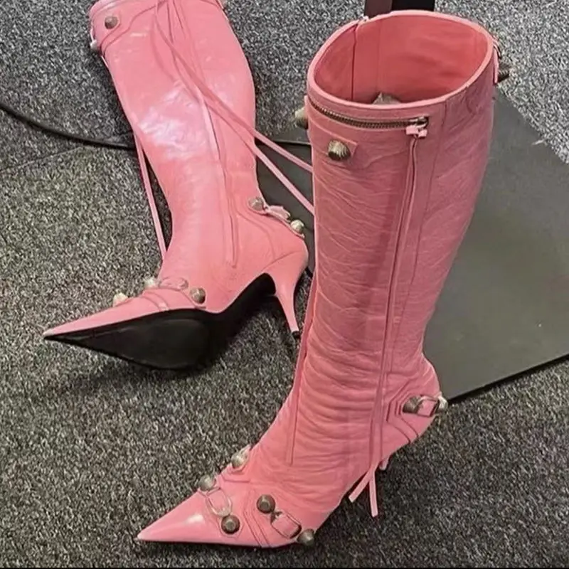 Woman Boot Fashion Sexy Pure Color Pointed Toe Stilettos Heels Vintage Metal Buckle Zipper Knee High Boots Slim Tassel Shoes 45
Woman Boot Fashion Sexy Pure Color Pointed Toe Stilettos Heels Vintage Metal Buckle Zipper Knee High Boots Slim Tassel Shoes 45