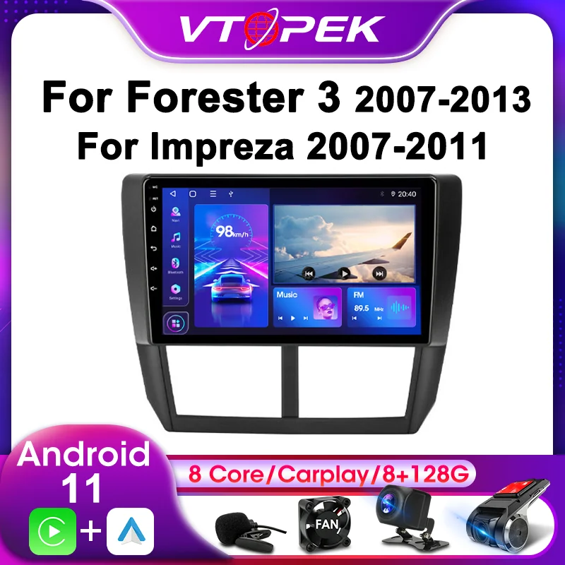 

Vtopek 2Din For Subaru Forester 3 SH 2007-2013 4G Android 11 Car Stereo Radio Multimedia Video Player Navigation GPS Head Unit