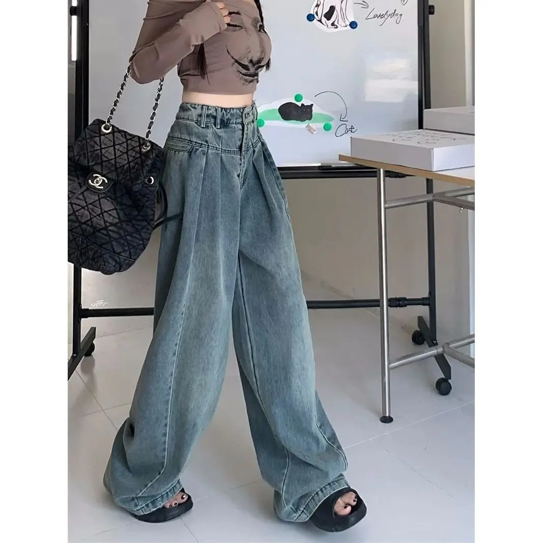 Wide-leg Jeans Women's Spring New Loose and Thin Covering Meat High Waist InsY2K Retro Drape Washed and Worn Casual Long Pants
Wide-leg Jeans Women's Spring New Loose and Thin Covering Meat High Waist InsY2K Retro Drape Washed and Worn Casual Long Pants