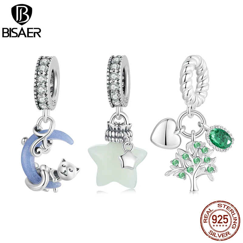 BISAER 100% 925 Sterling Forever Luminous Star Wishing Bottle Charm Bead Moon Cat Pendant Fit Women DIY Bracelet Fine Jewelry
BISAER 100% 925 Sterling Forever Luminous Star Wishing Bottle Charm Bead Moon Cat Pendant Fit Women DIY Bracelet Fine Jewelry