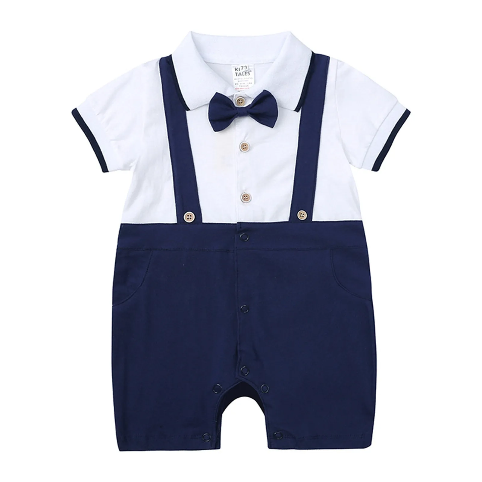 

Infant Newborn Baby Boys Rompers Birthday Party Outfits Gentleman Suit Bow Tie Romper Short Sleeve Jumpsuit Clothes 3 6 12 24M