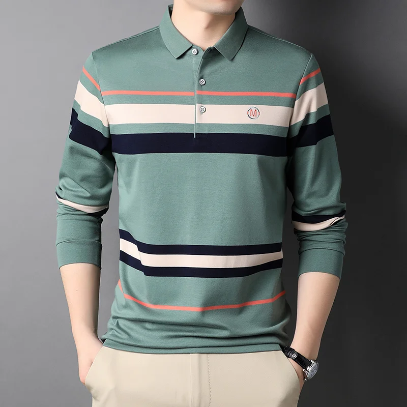 Top Grade Cotton New Fashion Designer Logo Brand Luxury Mens Polo Shirt With Long Sleave Stripped Casual Tops Men Clothing
Top Grade Cotton New Fashion Designer Logo Brand Luxury Mens Polo Shirt With Long Sleave Stripped Casual Tops Men Clothing