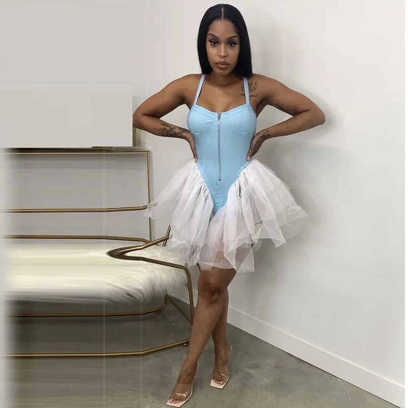 WUHE Adjustable Straps Chiffon Patchwork Dance Rompers Outfits Womens Zipper-Up Ruffles Playsuits Clubwear 
WUHE Adjustable Straps Chiffon Patchwork Dance Rompers Outfits Womens Zipper-Up Ruffles Playsuits Clubwear