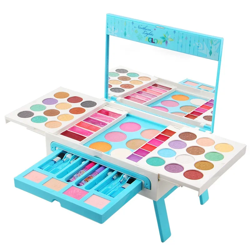 

[Disney] Kids Cosmetics Frozen vanity box princess lipstick eye shadow blush nail polish for kids play house toys for girls gift